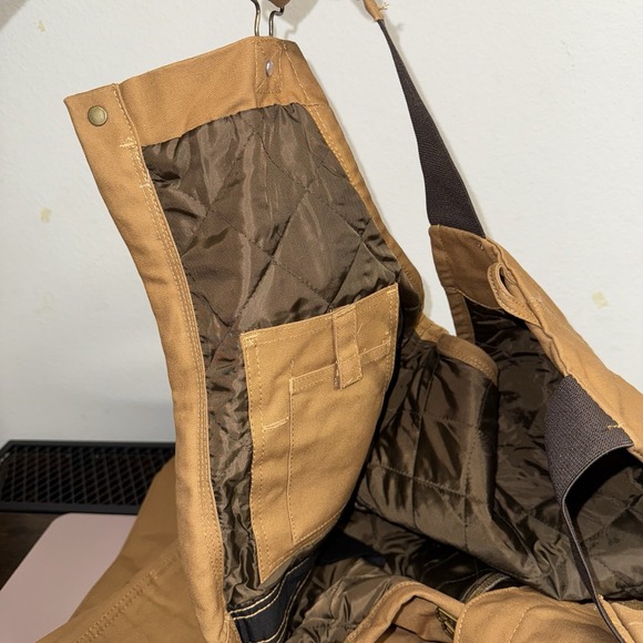 Berne Insulated Bib Overalls Mens 3XL Brown Duck Workwear Water Repellent - Picture 11 of 14